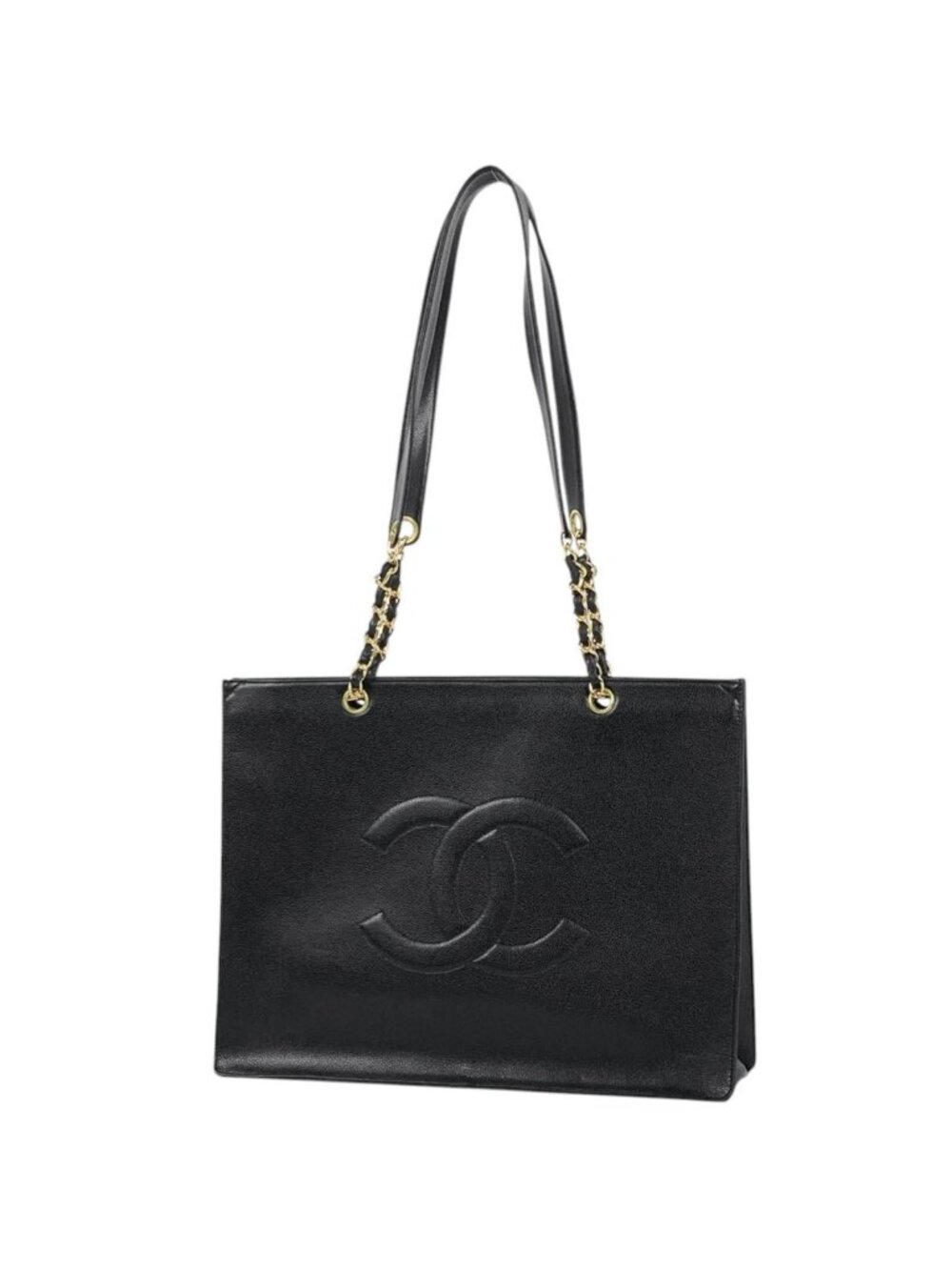 Chanel Tote Bag CC Logo Caviar Leather Black